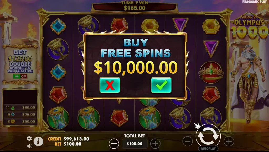 Gates of Olympus 1000 Bonus Buy feature.